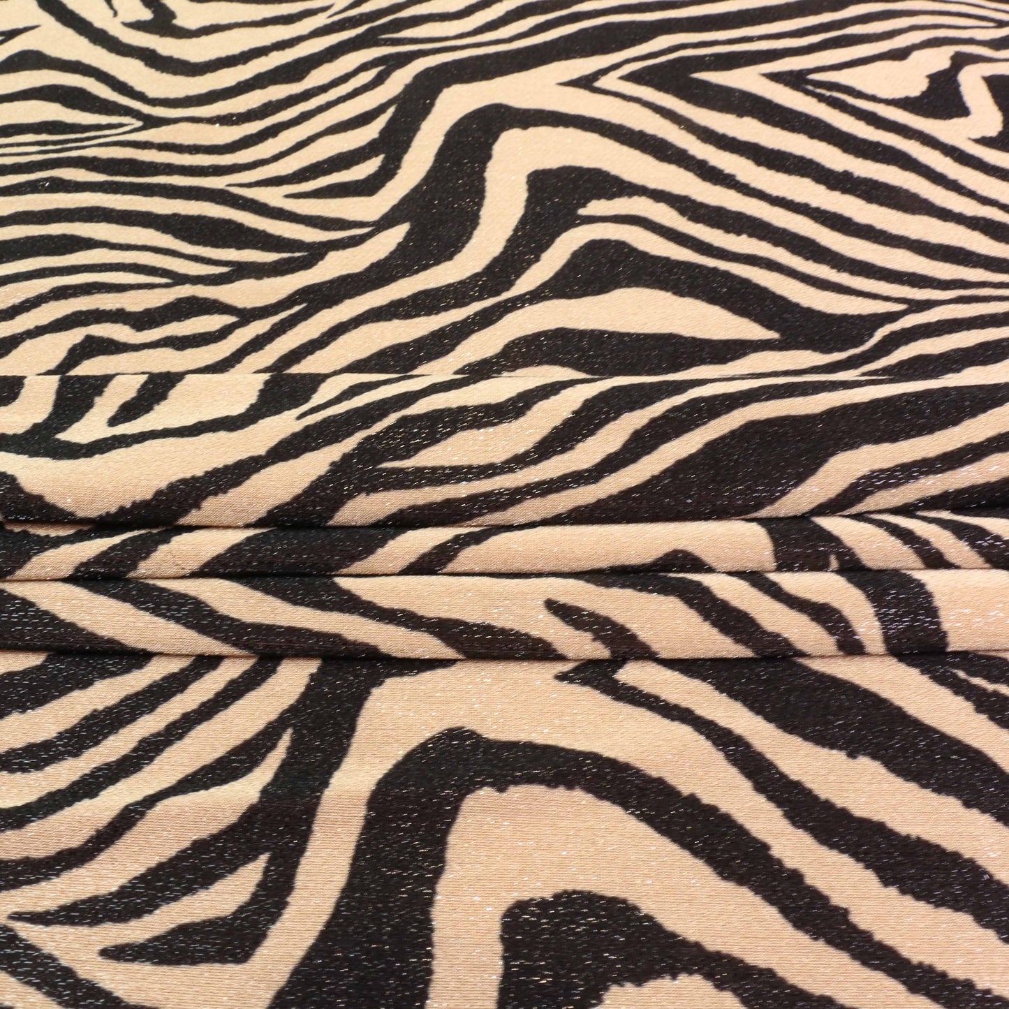 Shimmer Lycra Fabric - Beige, black