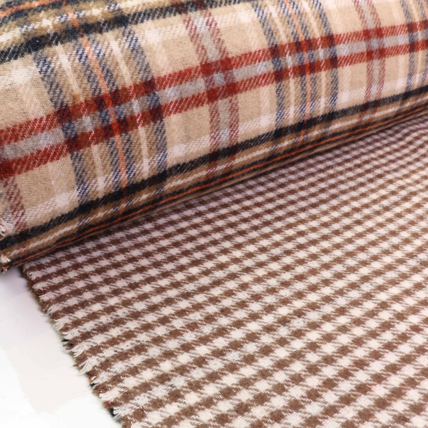Reversible Wool Coating - Beige, Brown, Green