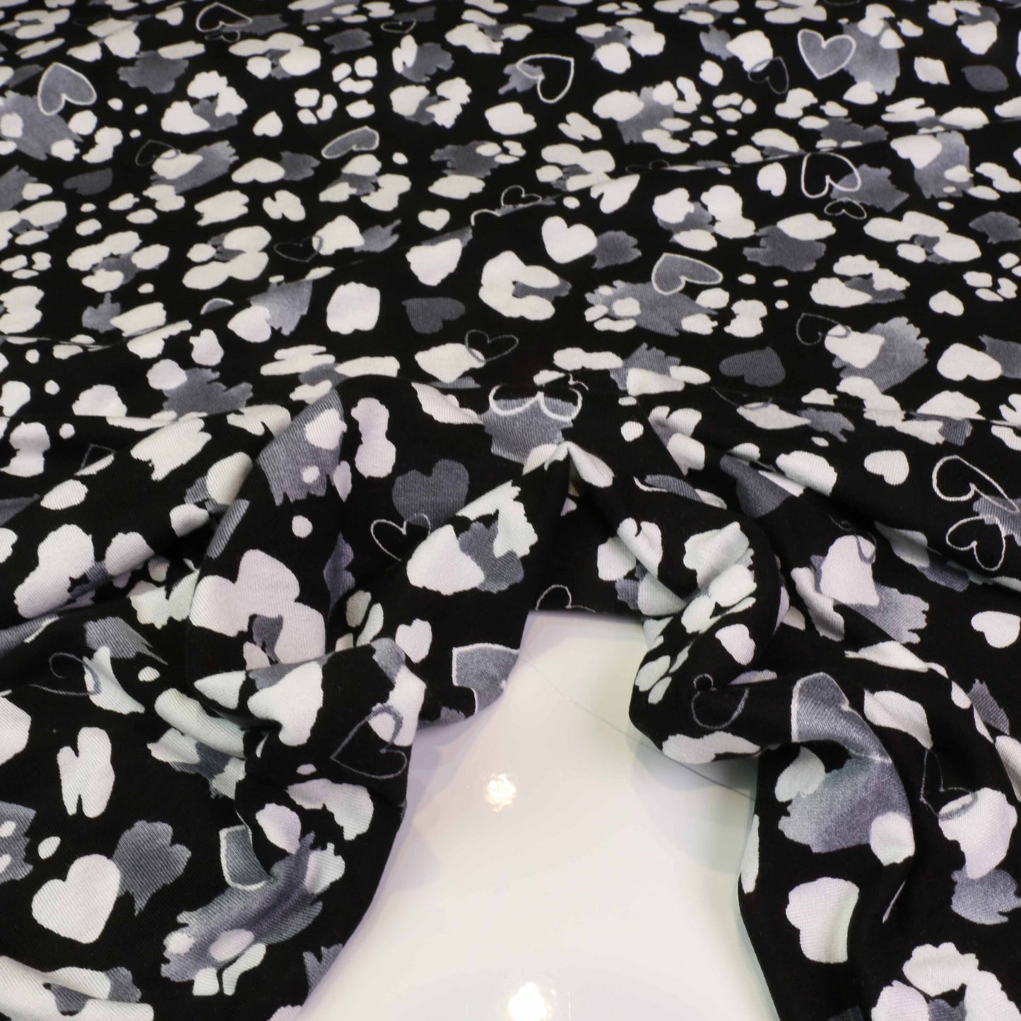 Viscose Jersey Fabric - Black, grey, white
