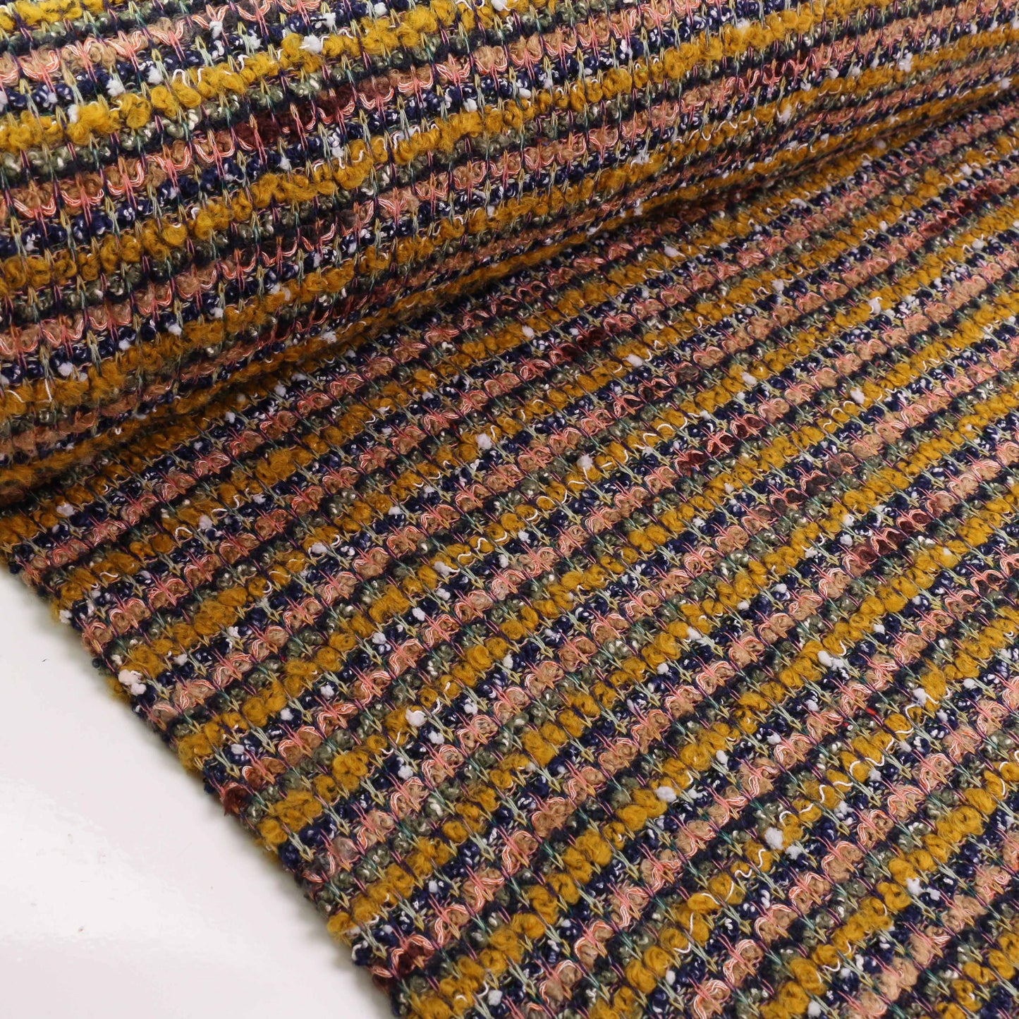 Boucle Jersey Fabric - Plum, red, mustard
