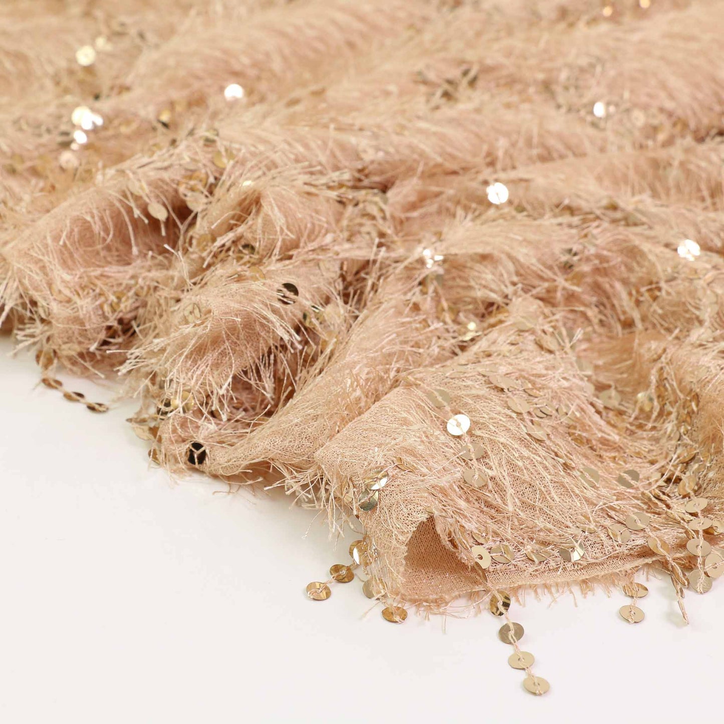 Eyelash Sequin Fabric - Champagne