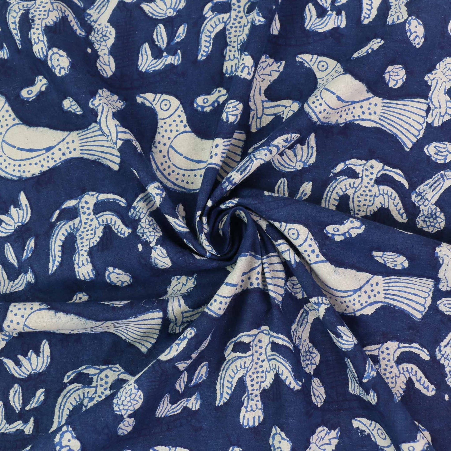 Cotton Voile - Indigo Hand block print