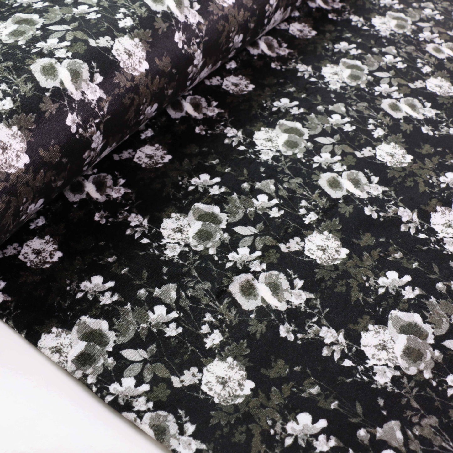 Cotton Velvet fabric - Black, grey