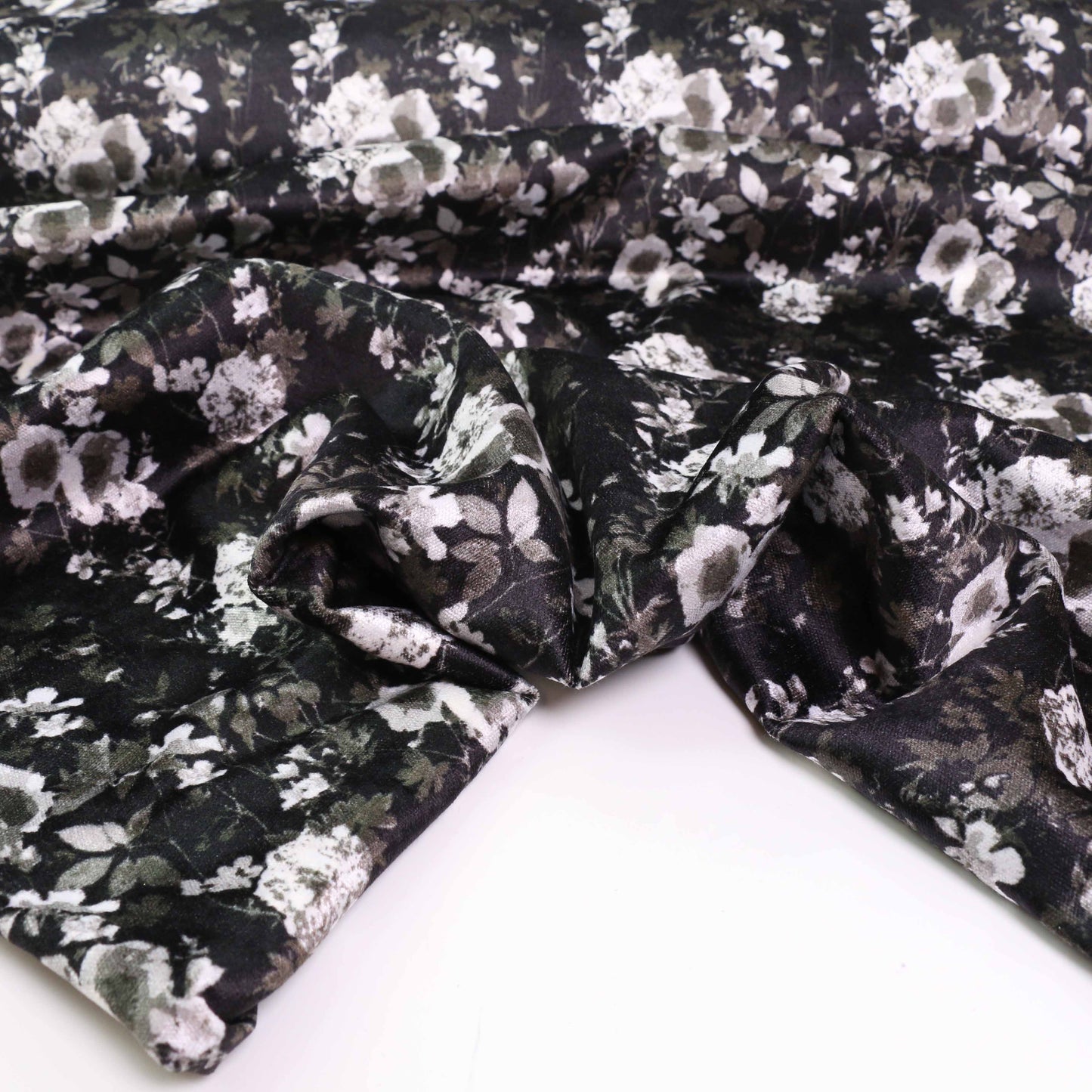 Cotton Velvet fabric - Black, grey