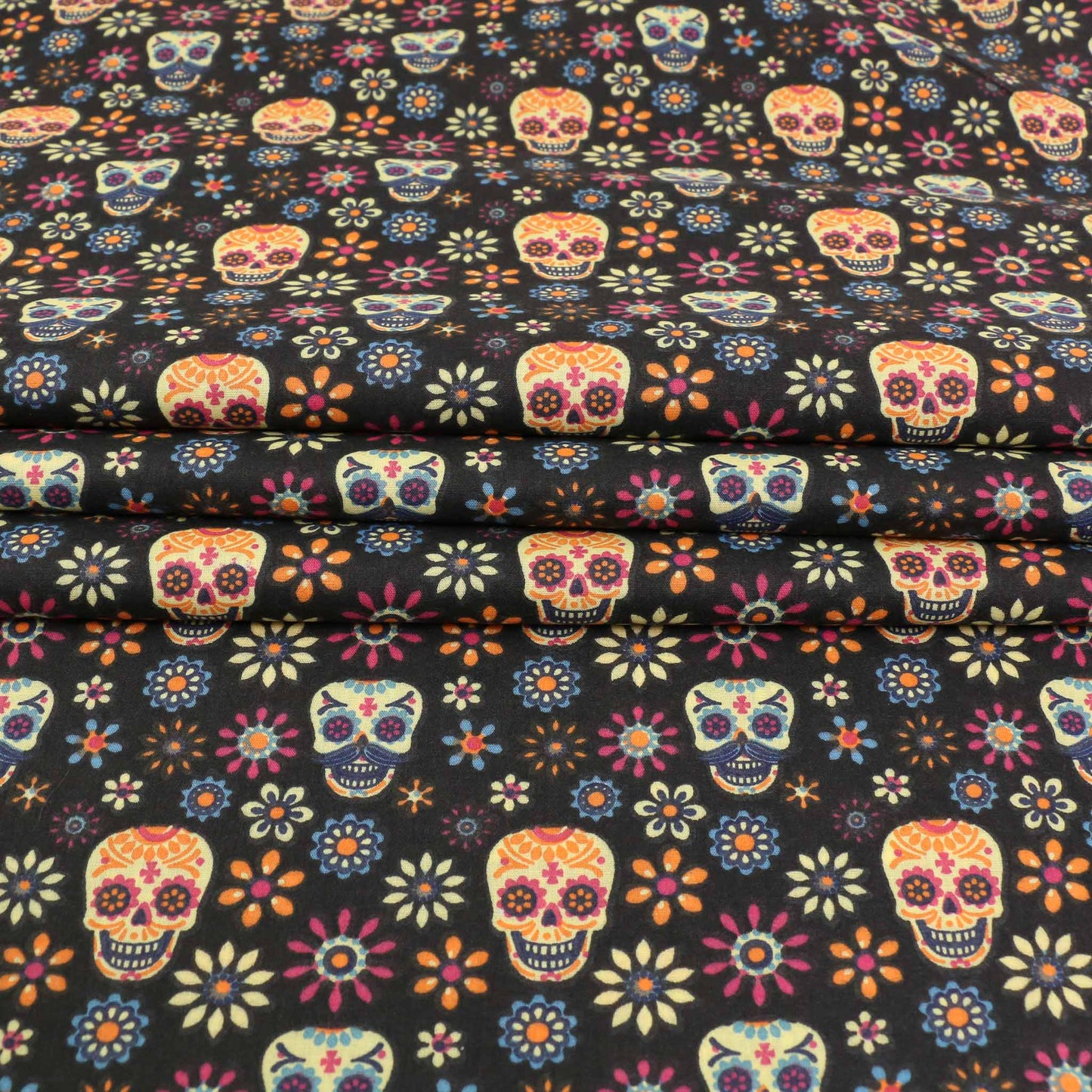 PolyCotton Poplin Fabric - Turquoise, black