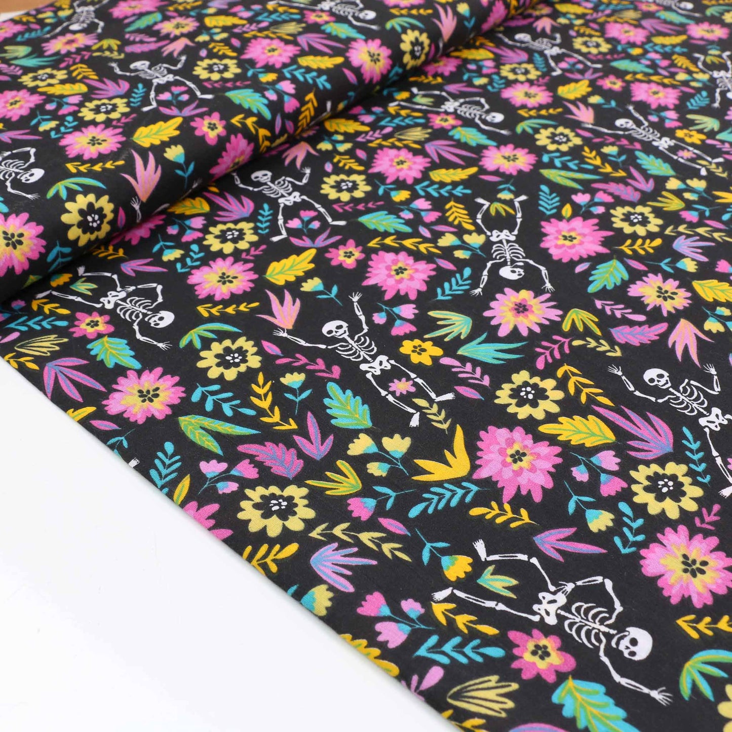 PolyCotton Poplin Fabric - Purple, black