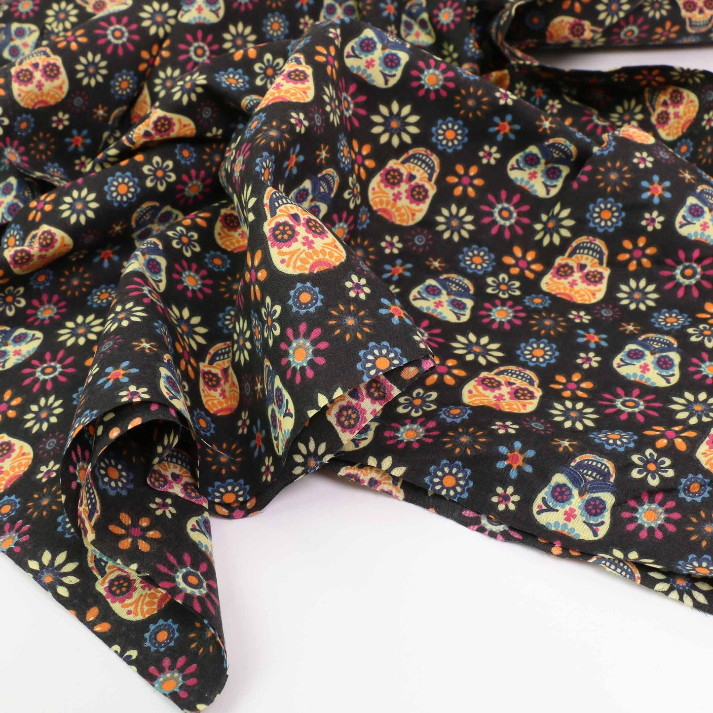 PolyCotton Poplin Fabric - Purple, black
