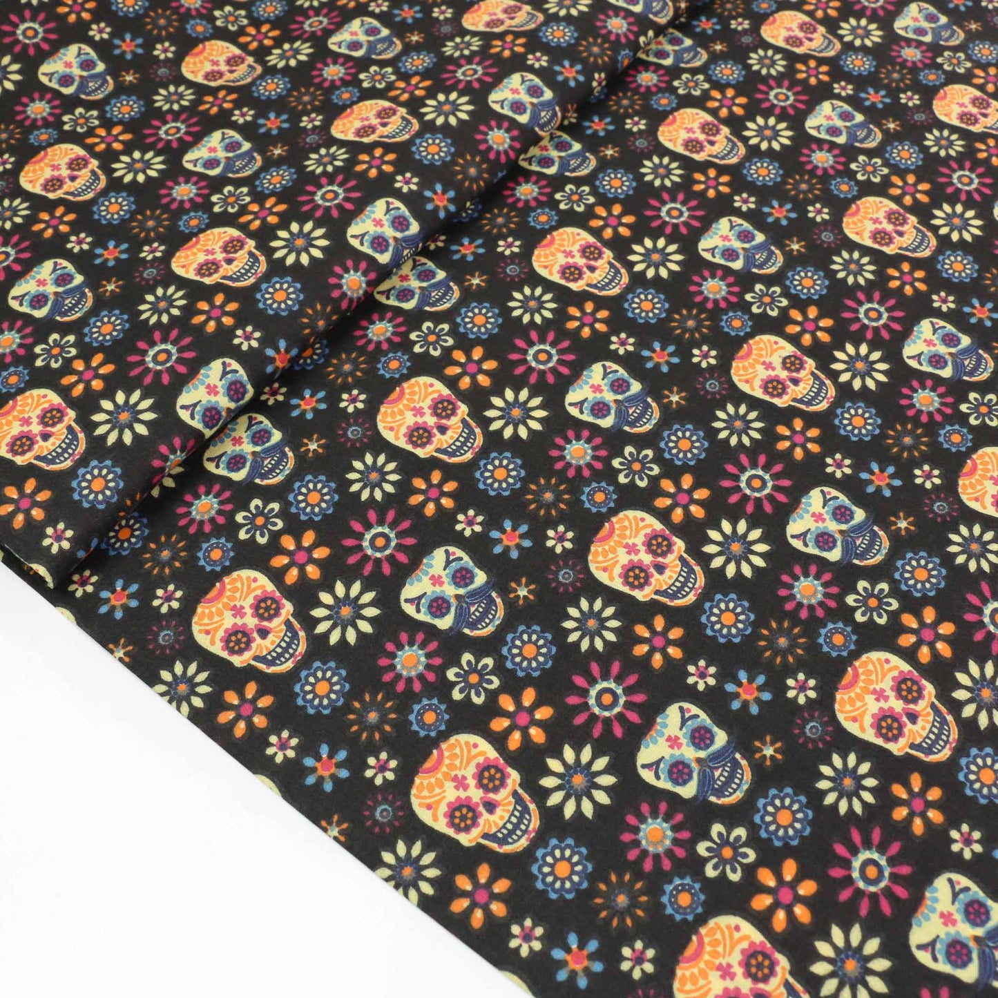 PolyCotton Poplin Fabric - Turquoise, black