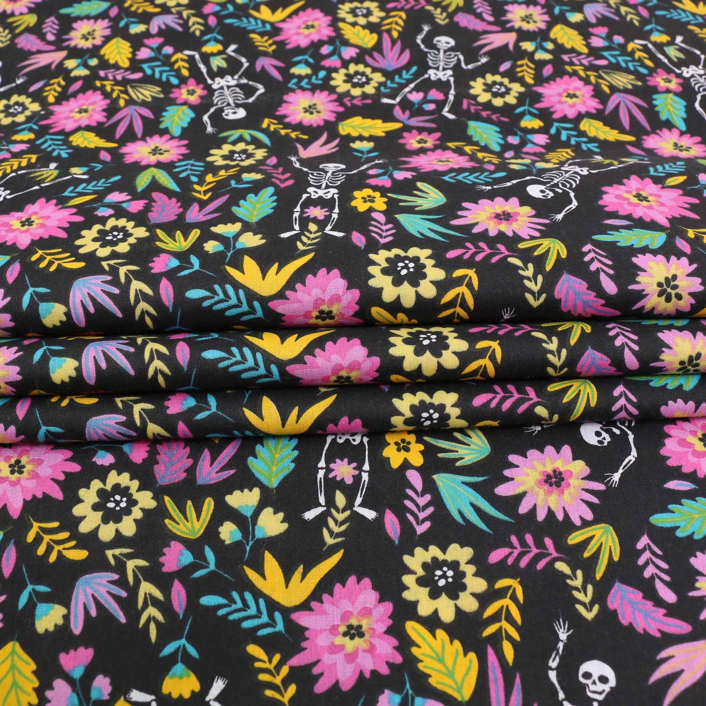 PolyCotton Poplin Fabric - Purple, black