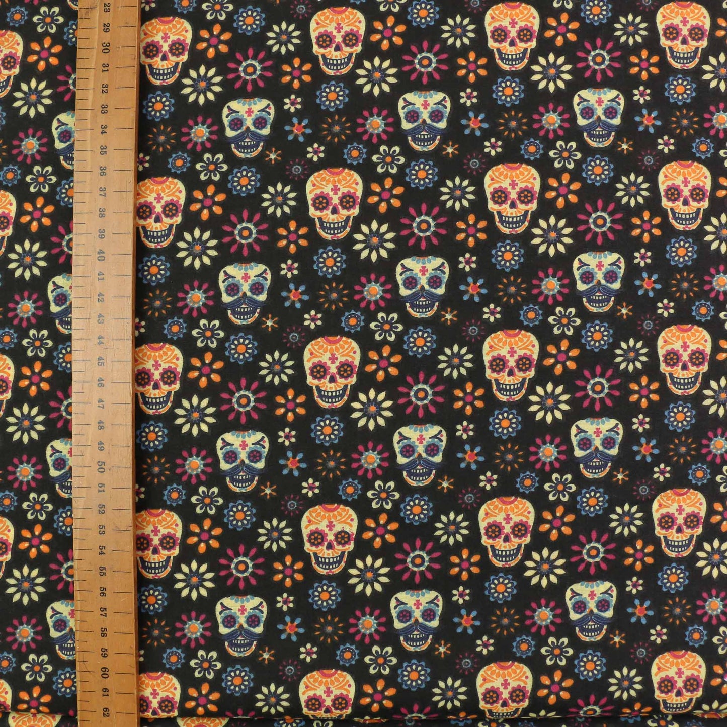 PolyCotton Poplin Fabric - Turquoise, black