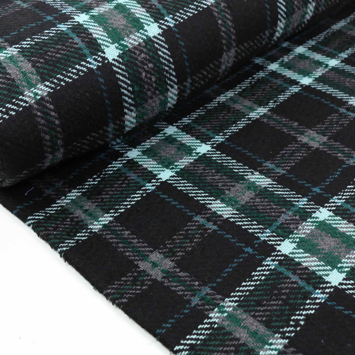 Boucle Fabric - Black, teal