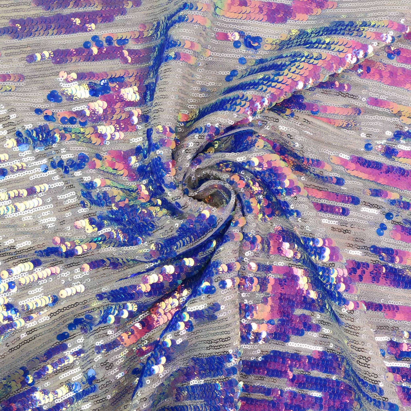 Stretchy Sequin Fabric - Blue, Pink, iridescent