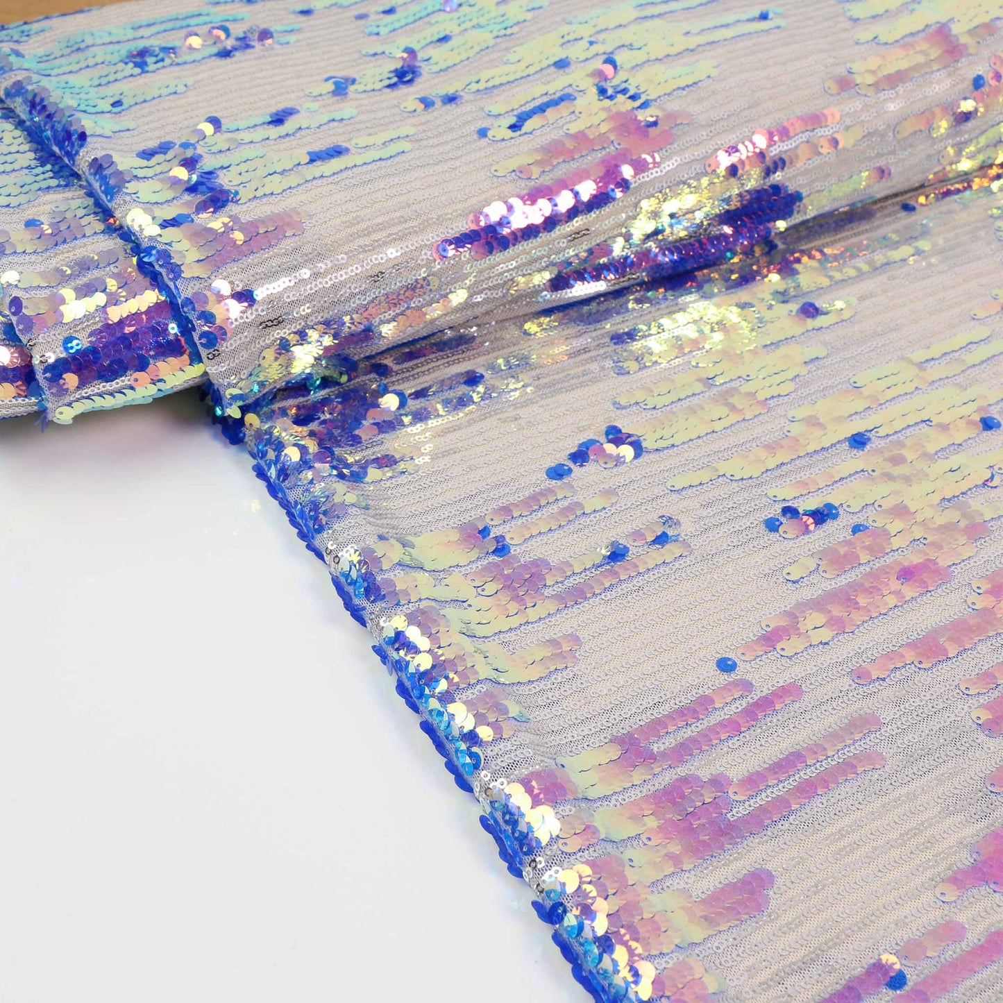 Stretchy Sequin Fabric - Blue, Pink, iridescent