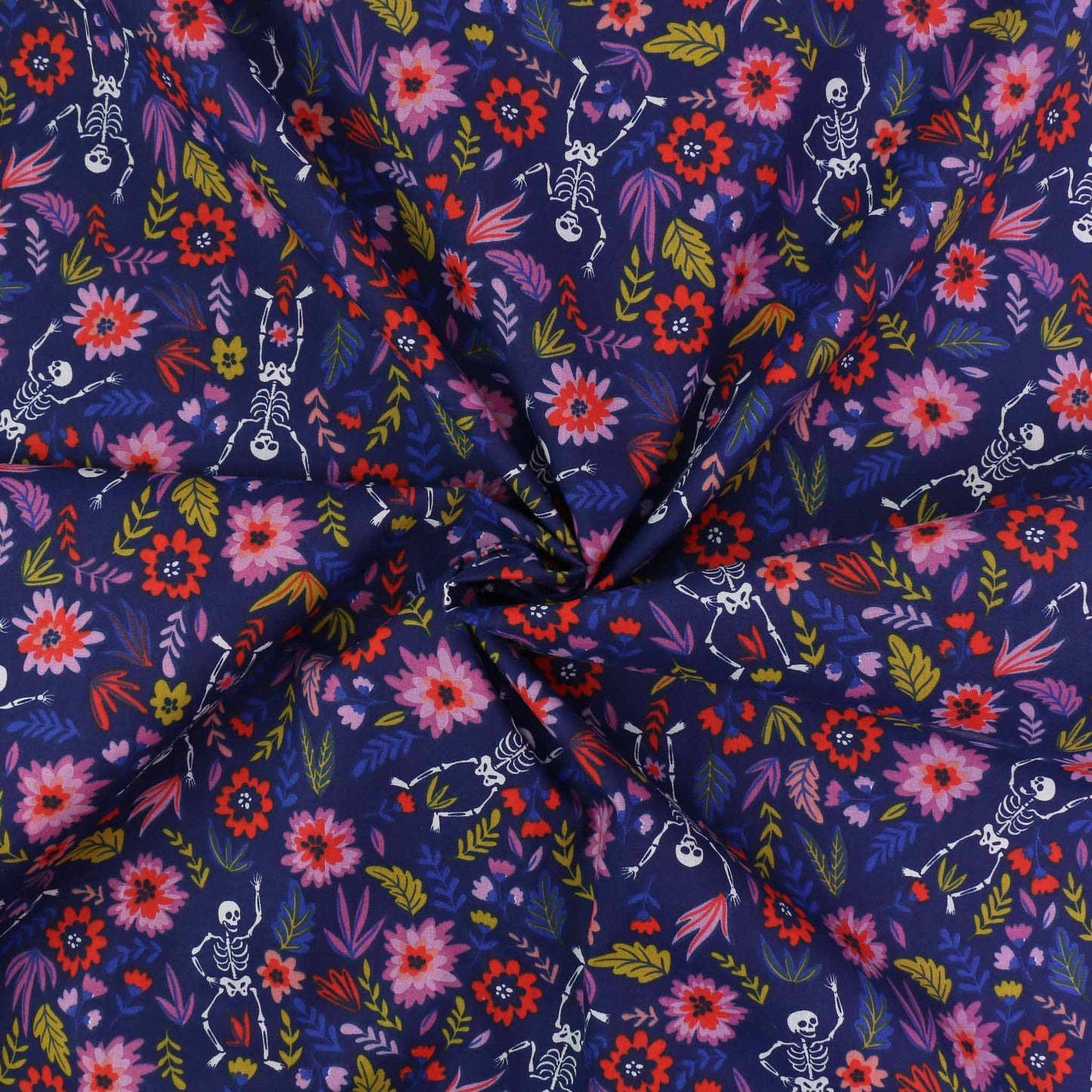 PolyCotton Poplin Fabric - Purple, black