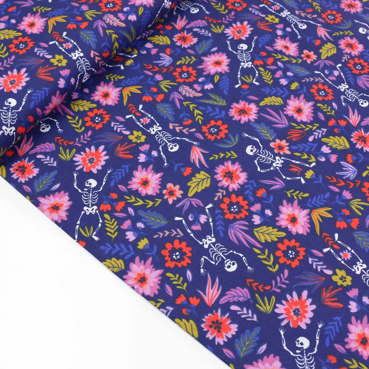 PolyCotton Poplin Fabric - Purple, black