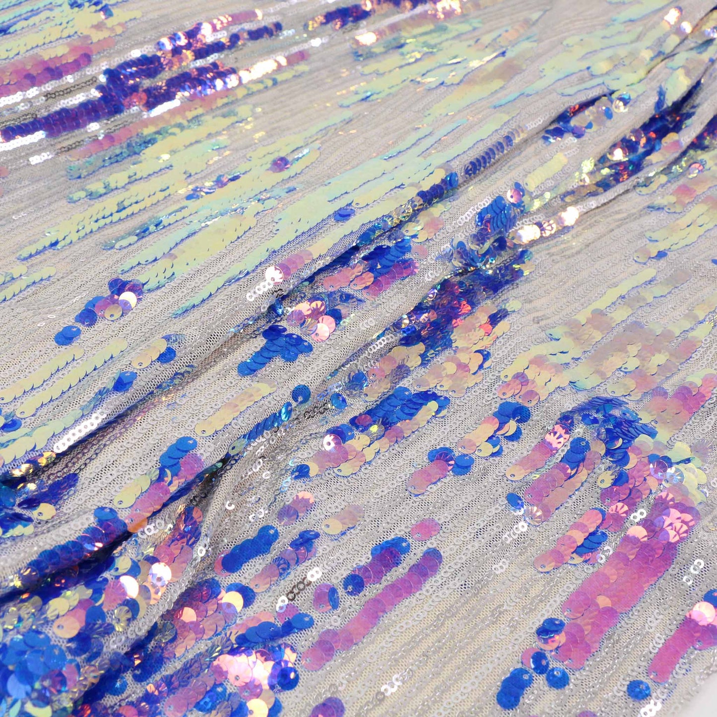 Stretchy Sequin Fabric - Blue, Pink, iridescent