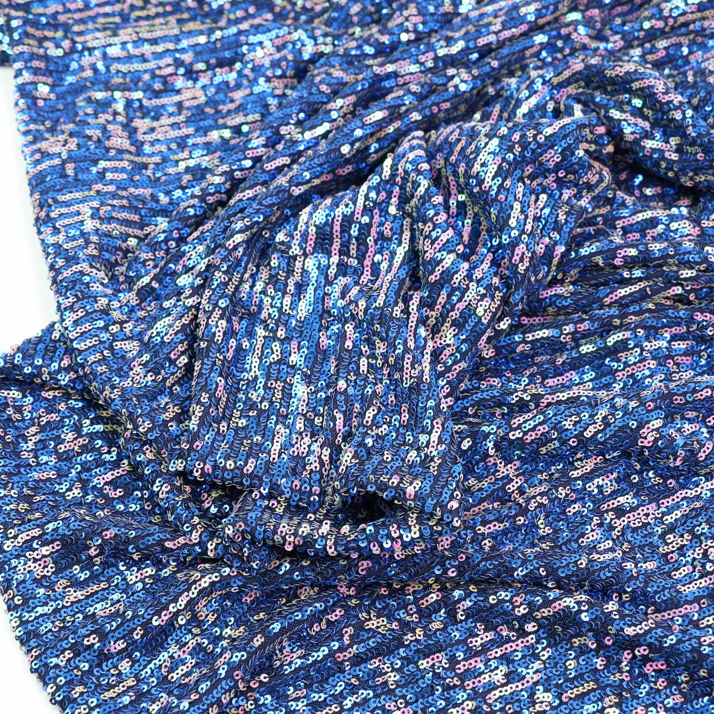 Stretchy Sequin Fabric - Blue, Silver, Iridescent