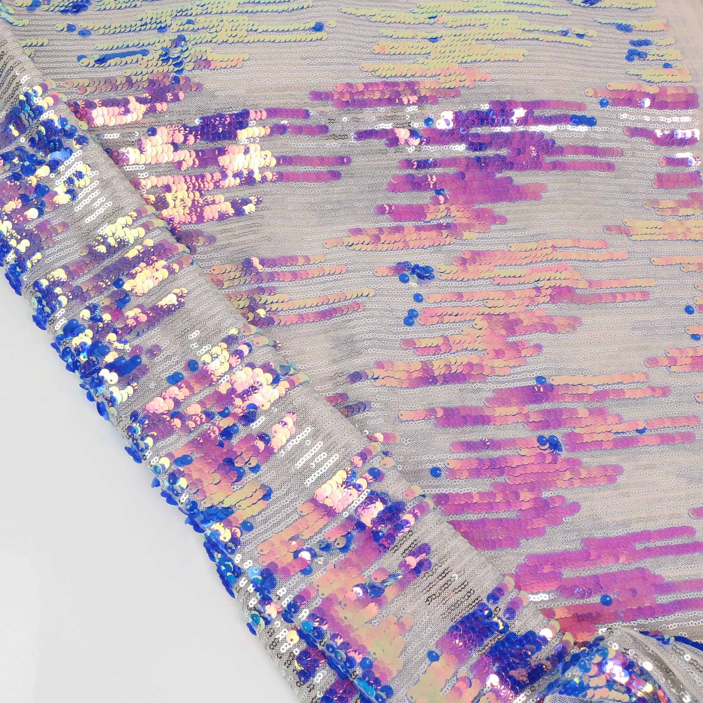 Stretchy Sequin Fabric - Blue, Pink, iridescent