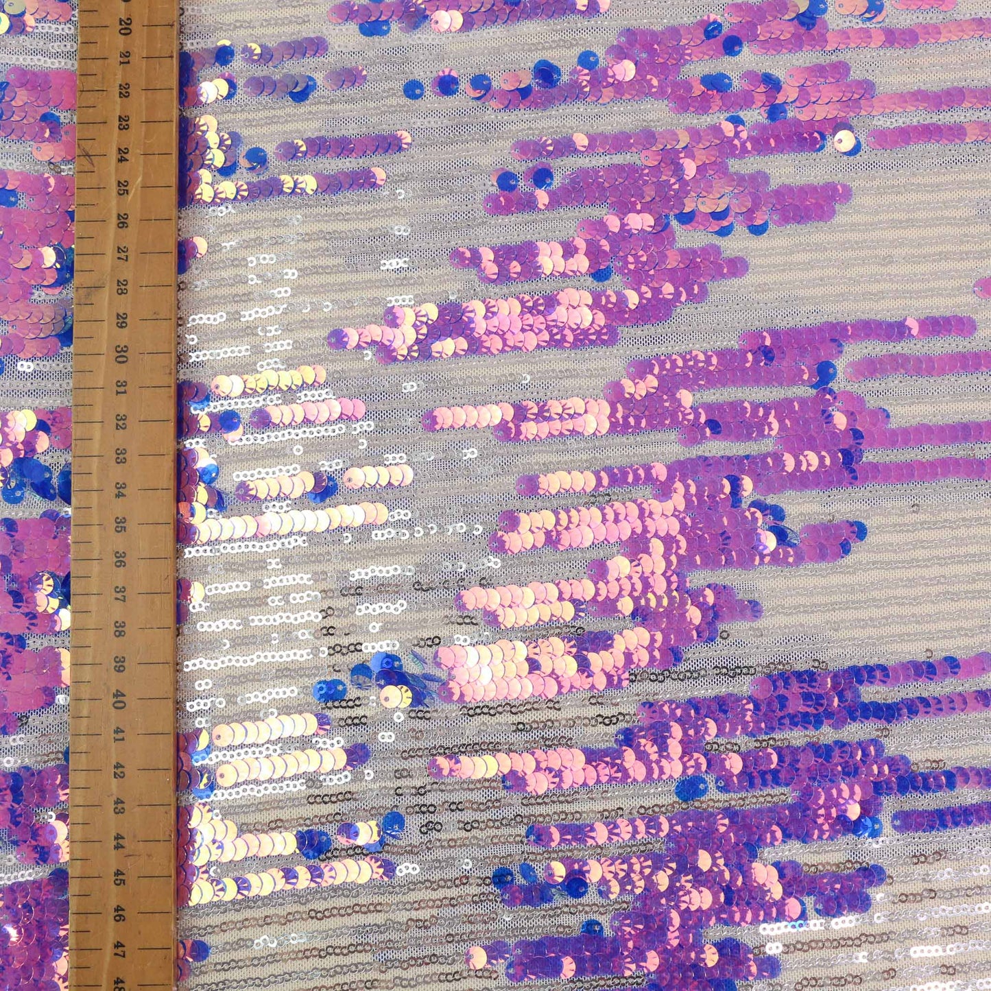 Stretchy Sequin Fabric - Blue, Pink, iridescent