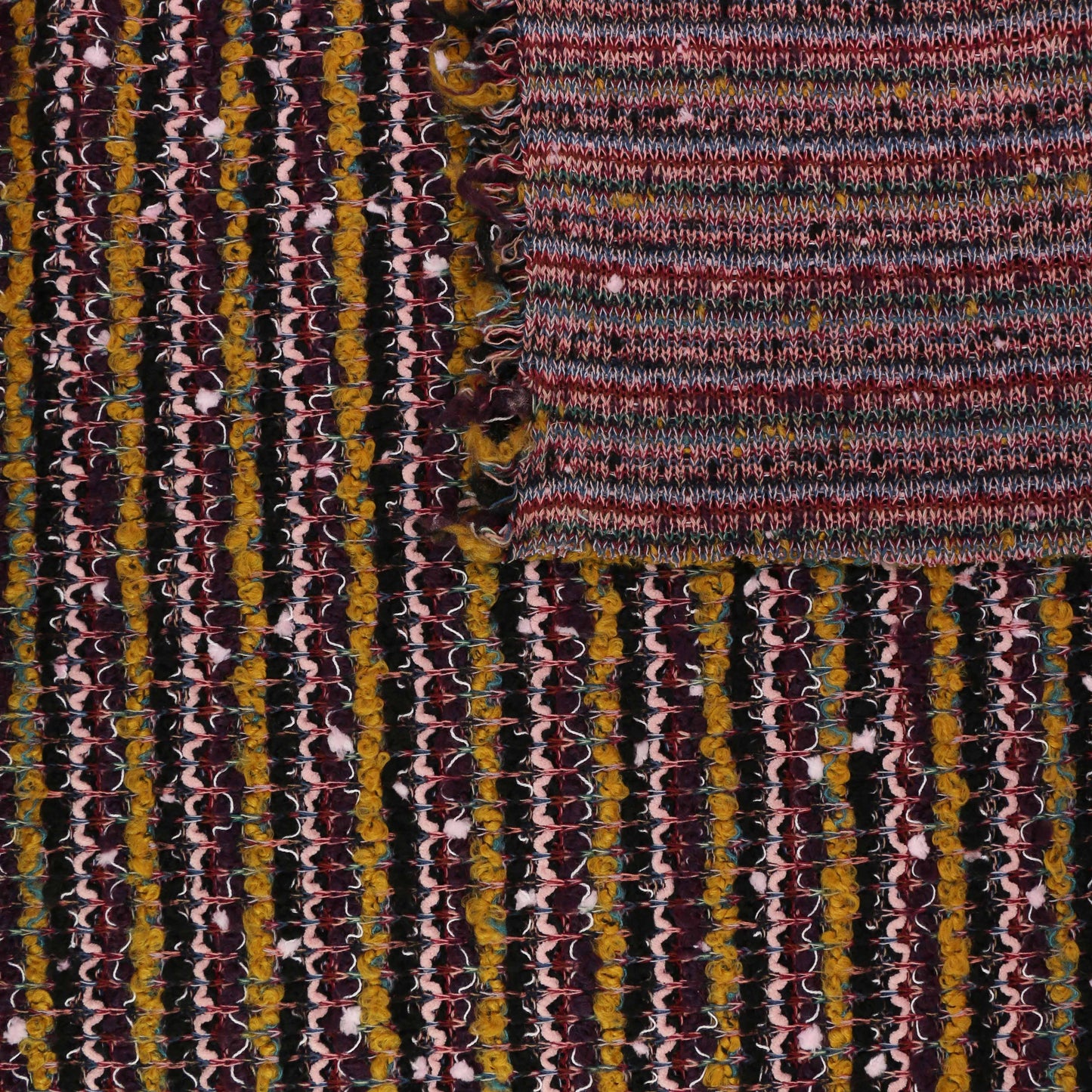 Boucle Jersey Fabric - Plum, red, mustard