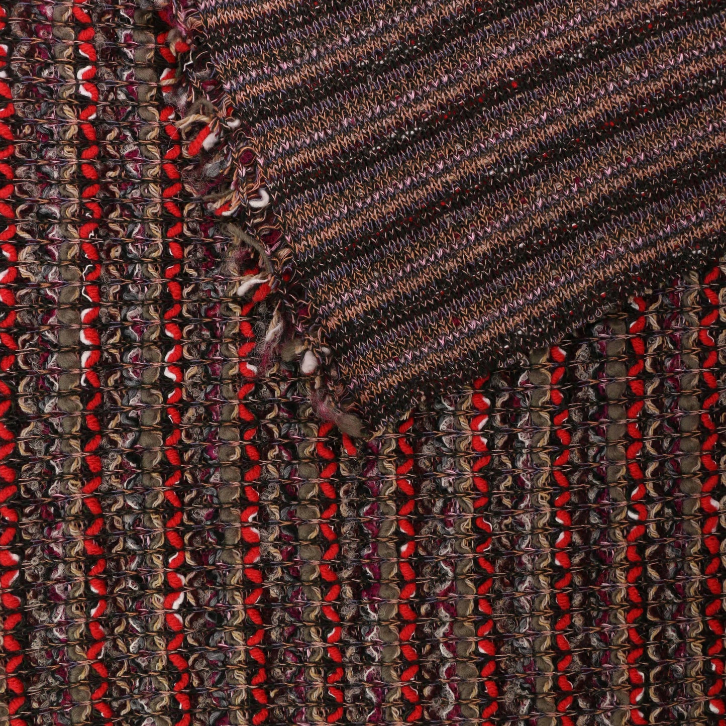Boucle Jersey Fabric - Plum, red, mustard