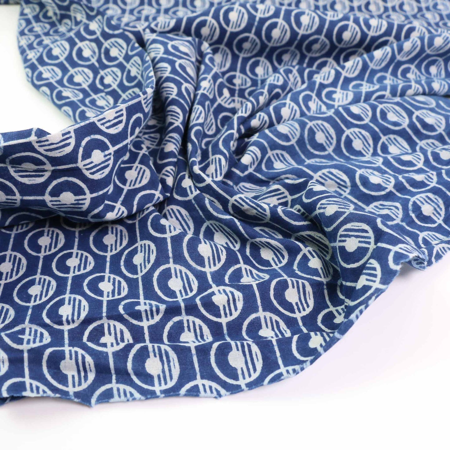 Cotton Voile - Indigo Hand block print