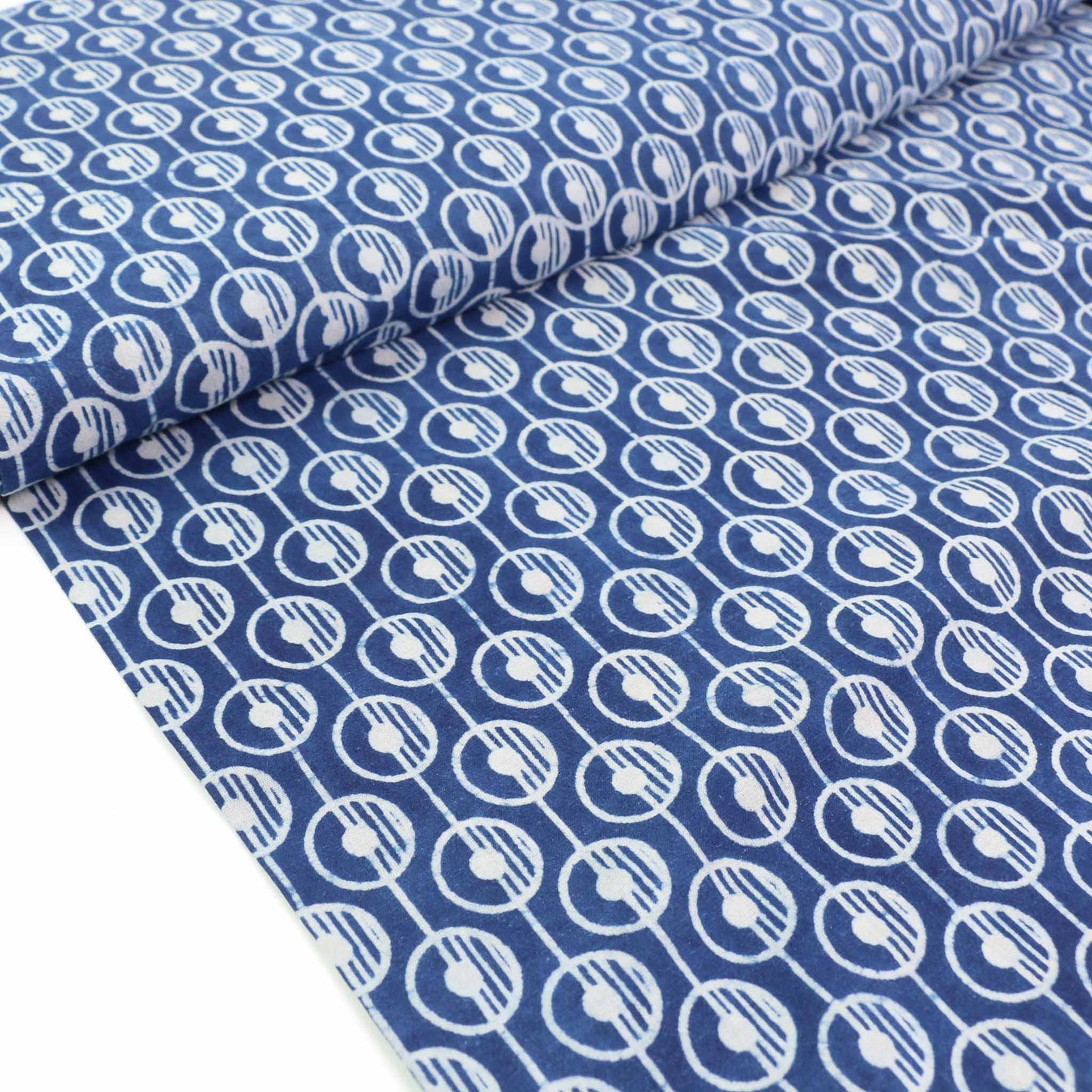 Cotton Voile - Indigo Hand block print