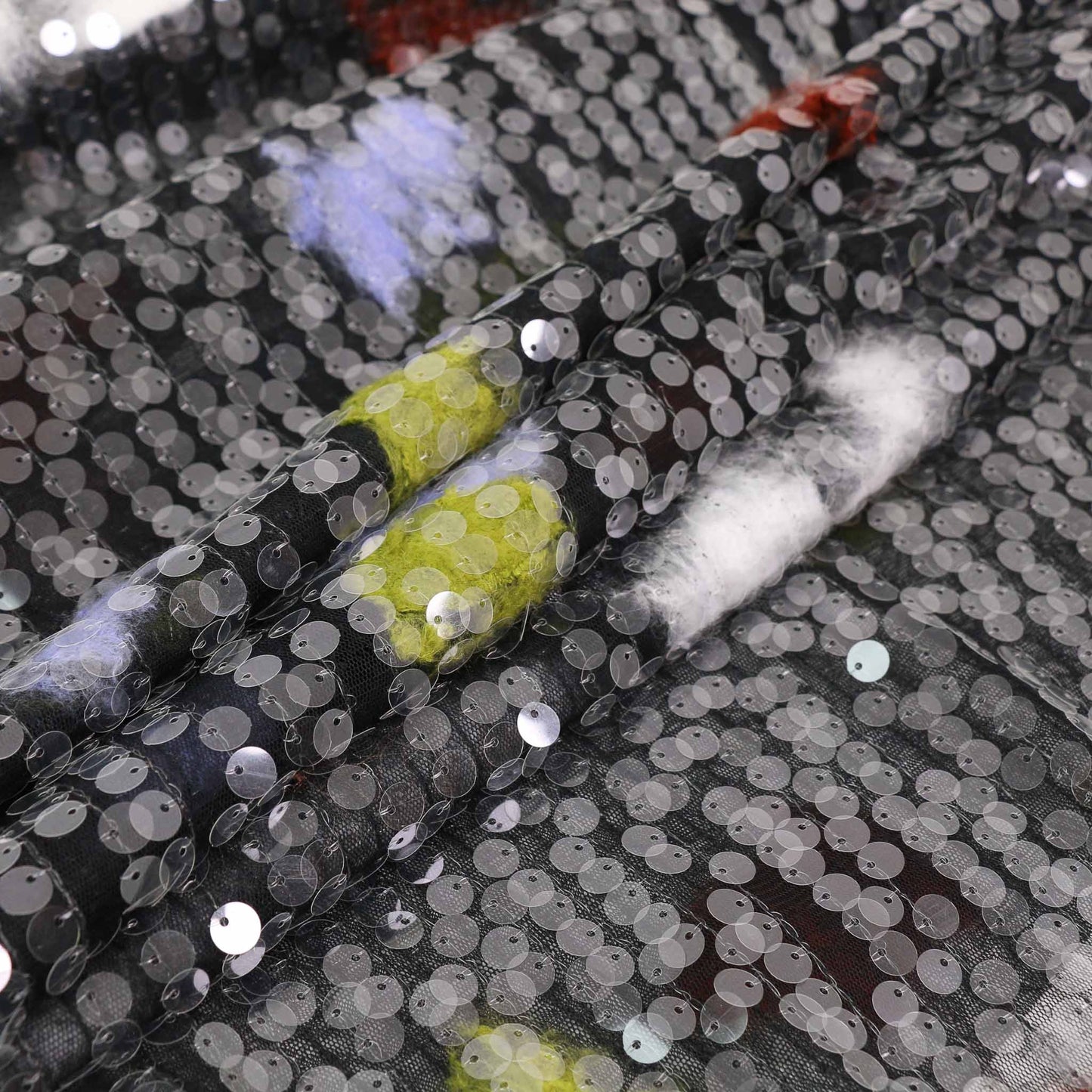 Sequin Fabric - Black, Multicoloured