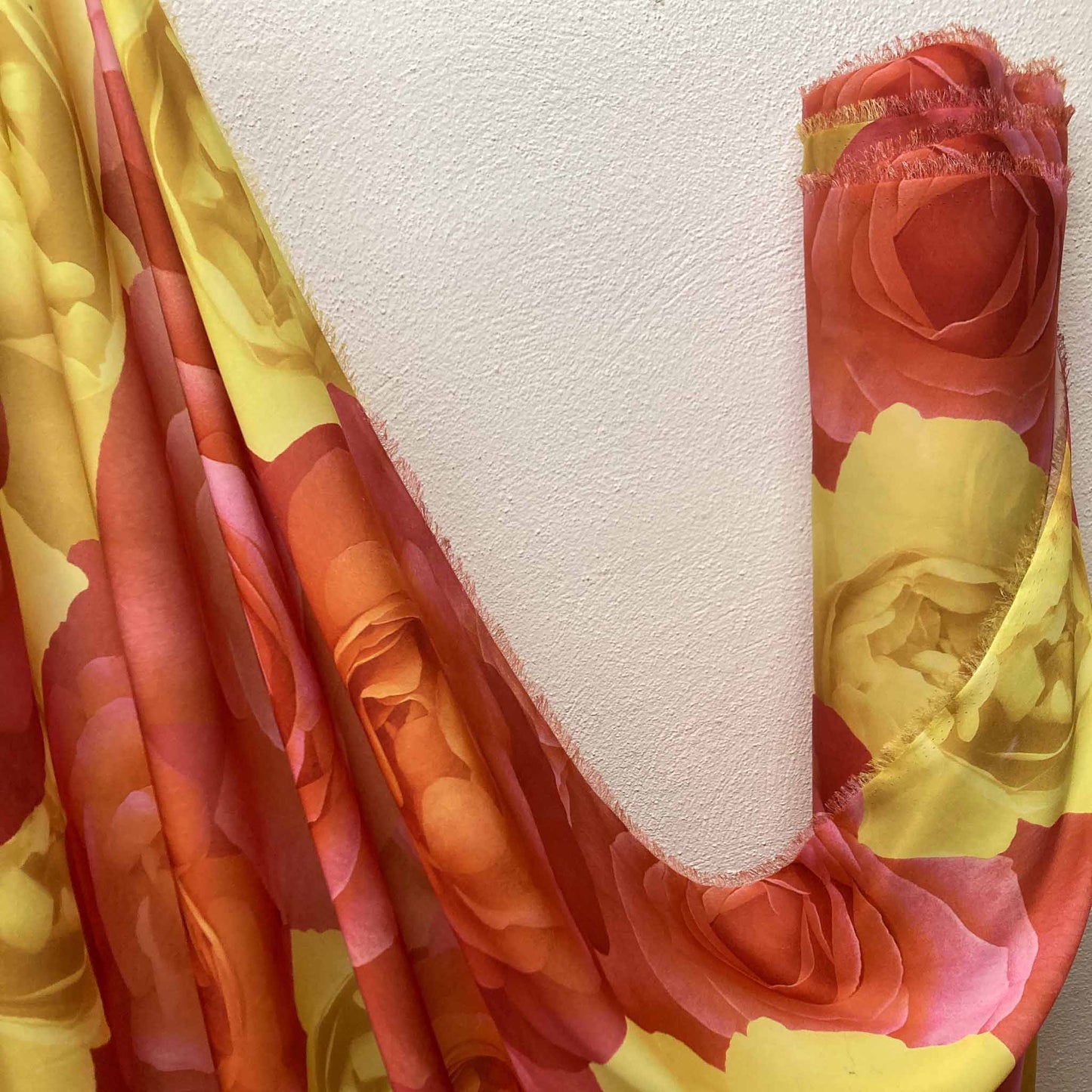 B-stock - Soft Satin Fabric - Red and yellow *