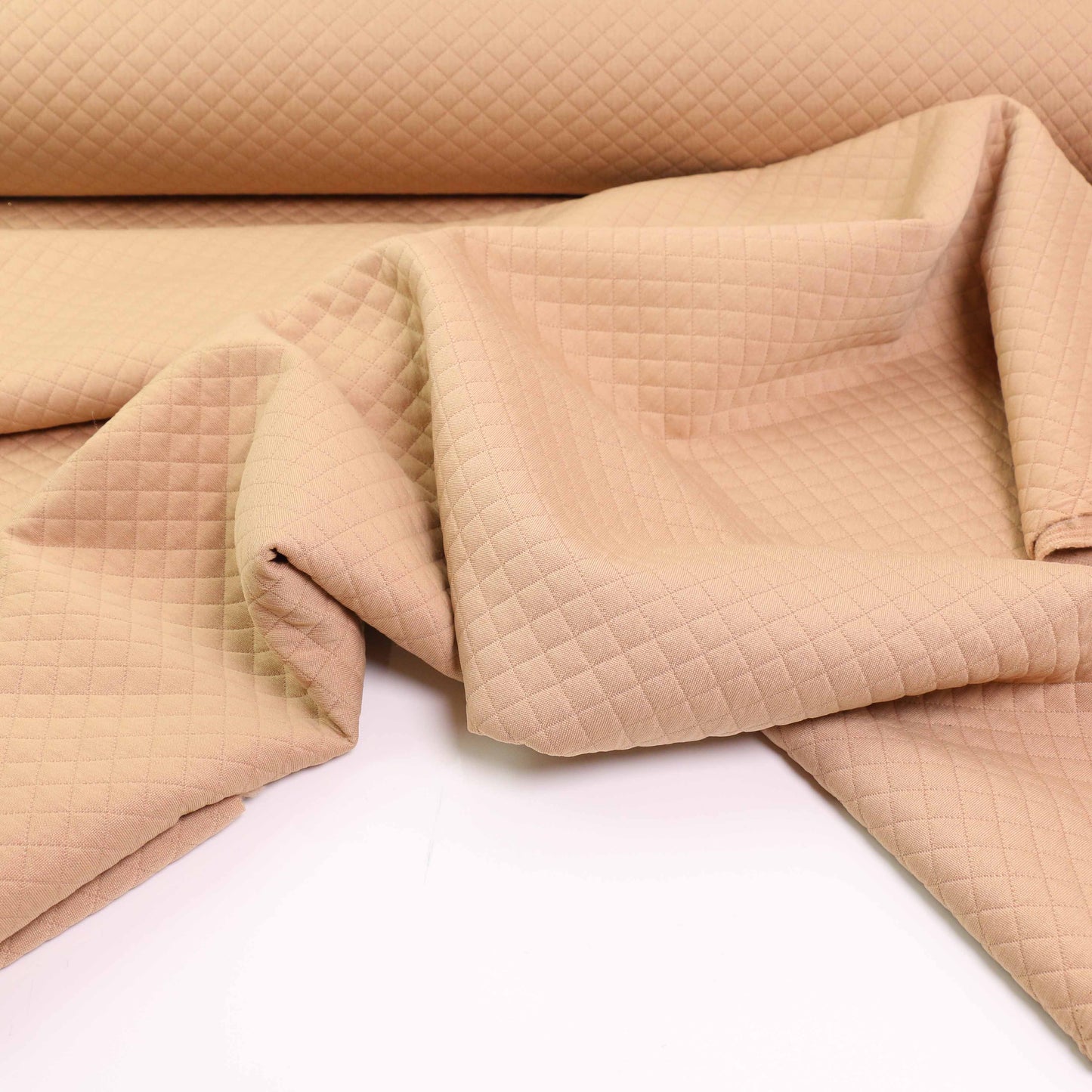 Quilted Jersey Fabric - Light beige diamond