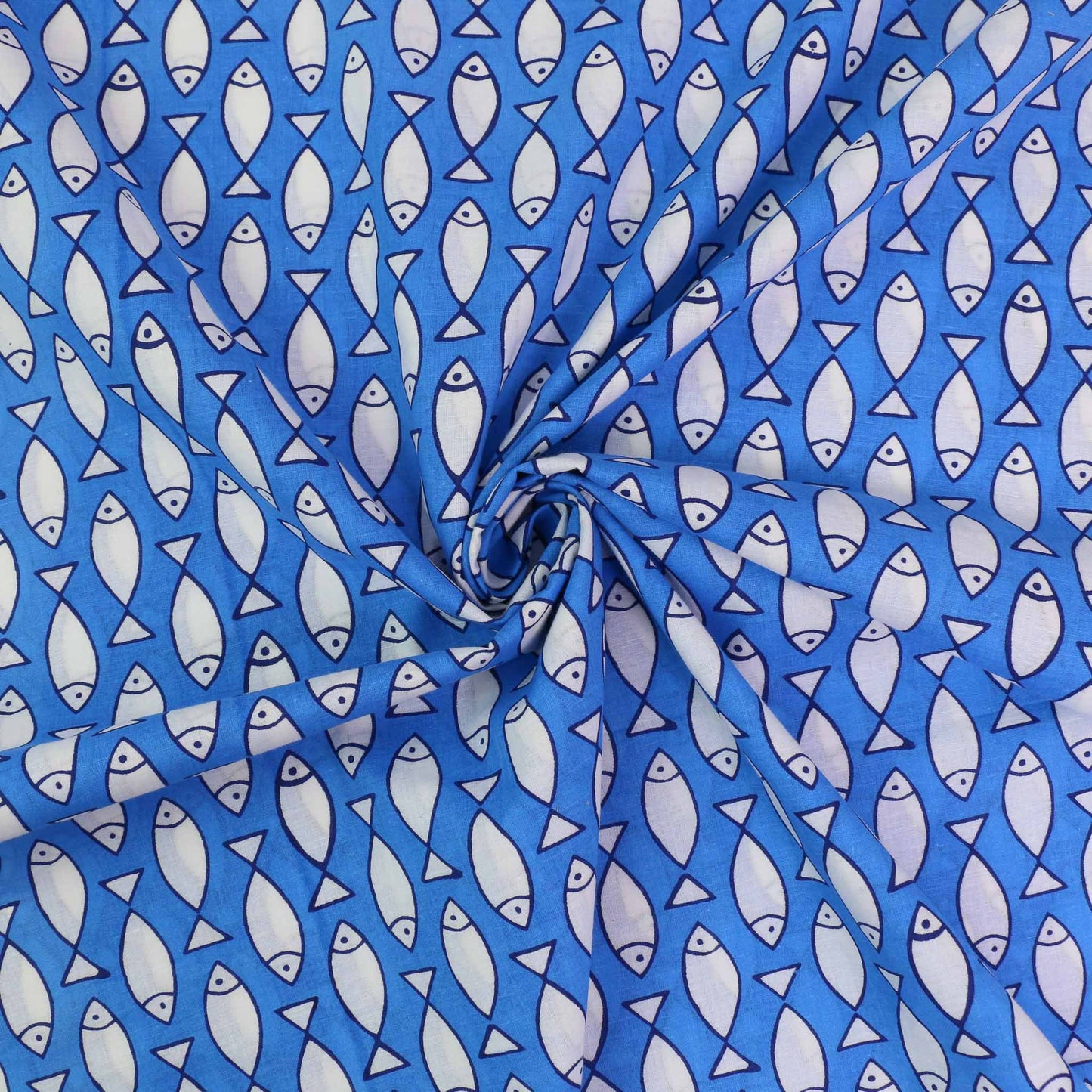 Cotton Voile - Hand block print - Blue