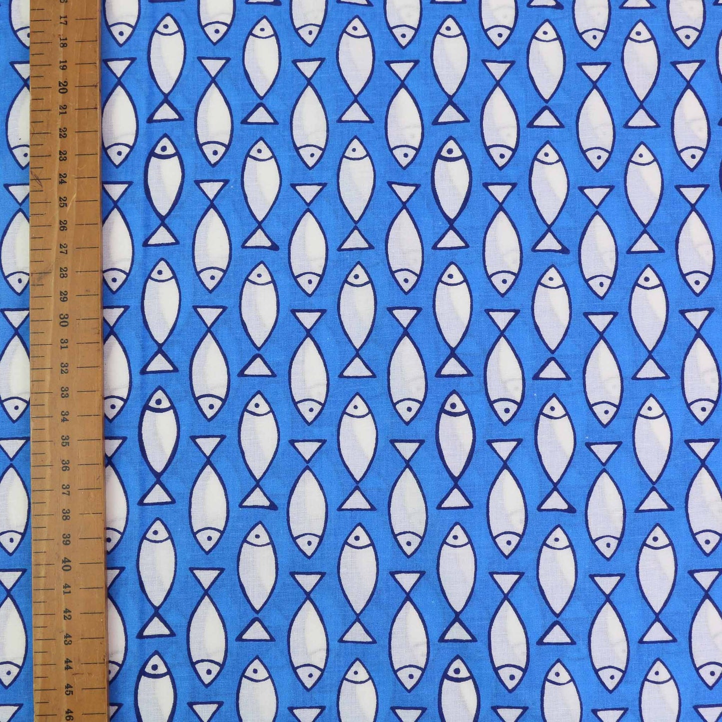 Cotton Voile - Hand block print - Blue