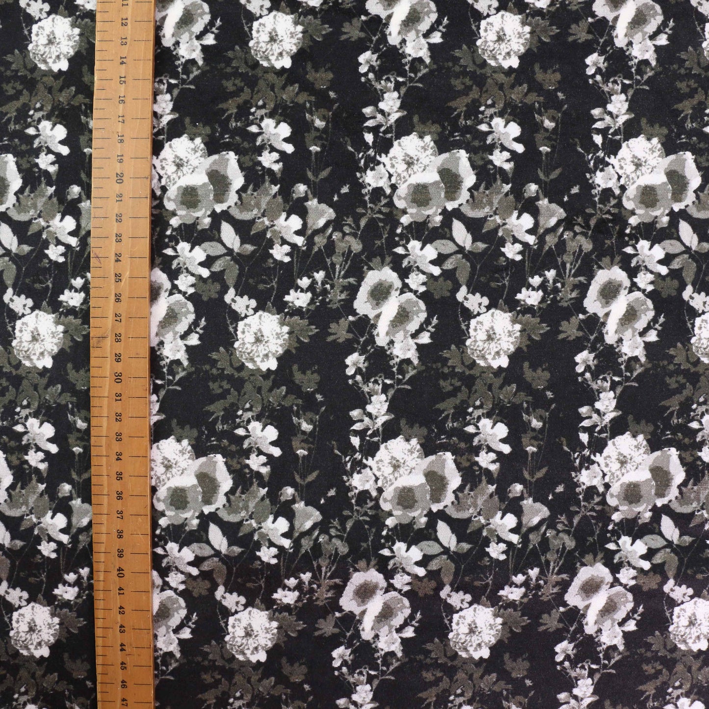 Cotton Velvet fabric - Black, grey