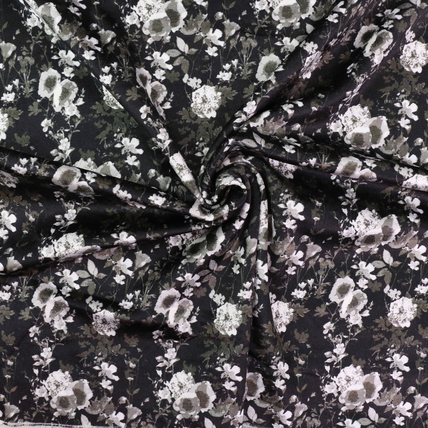 Cotton Velvet fabric - Black, grey
