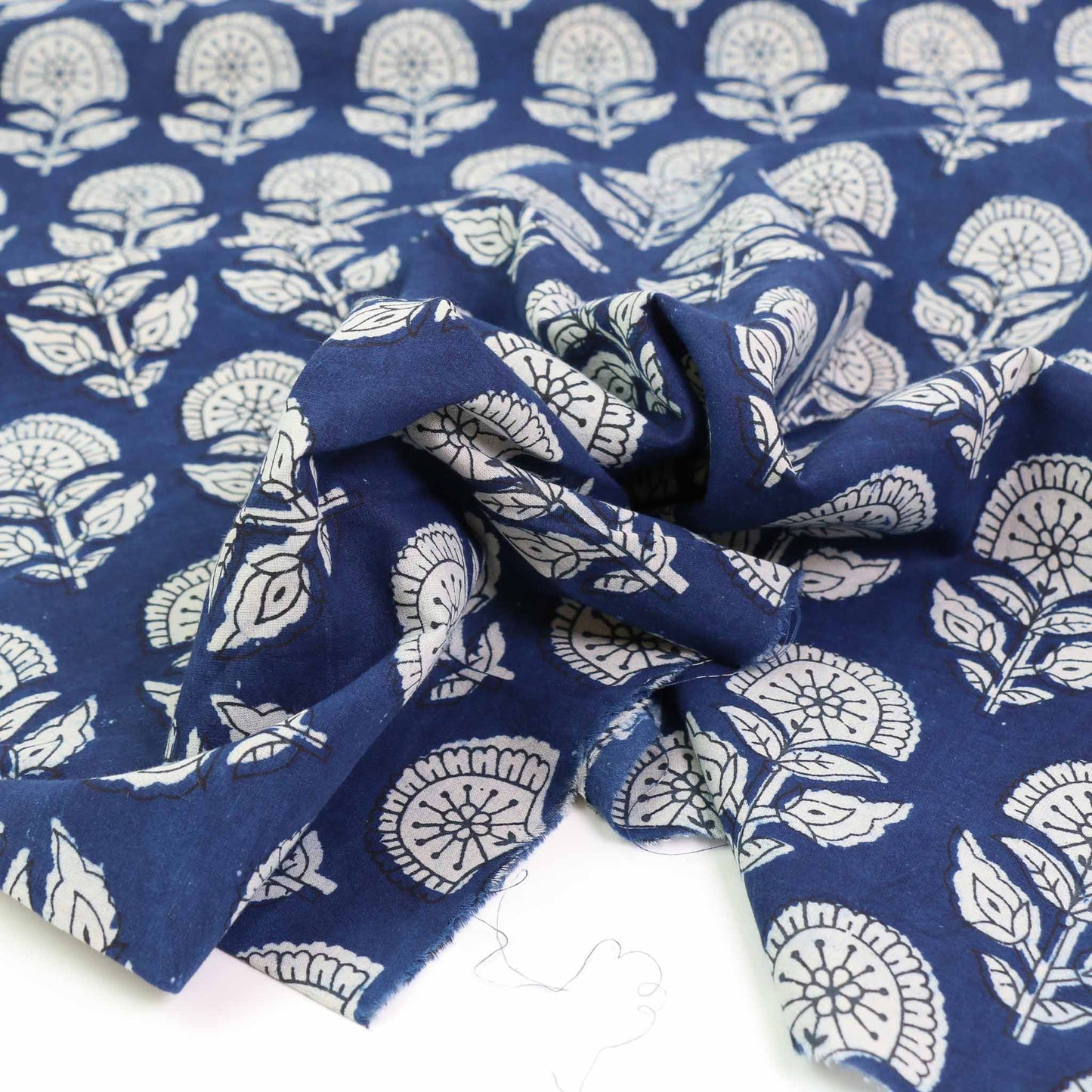 Cotton Voile - Indigo Hand block print