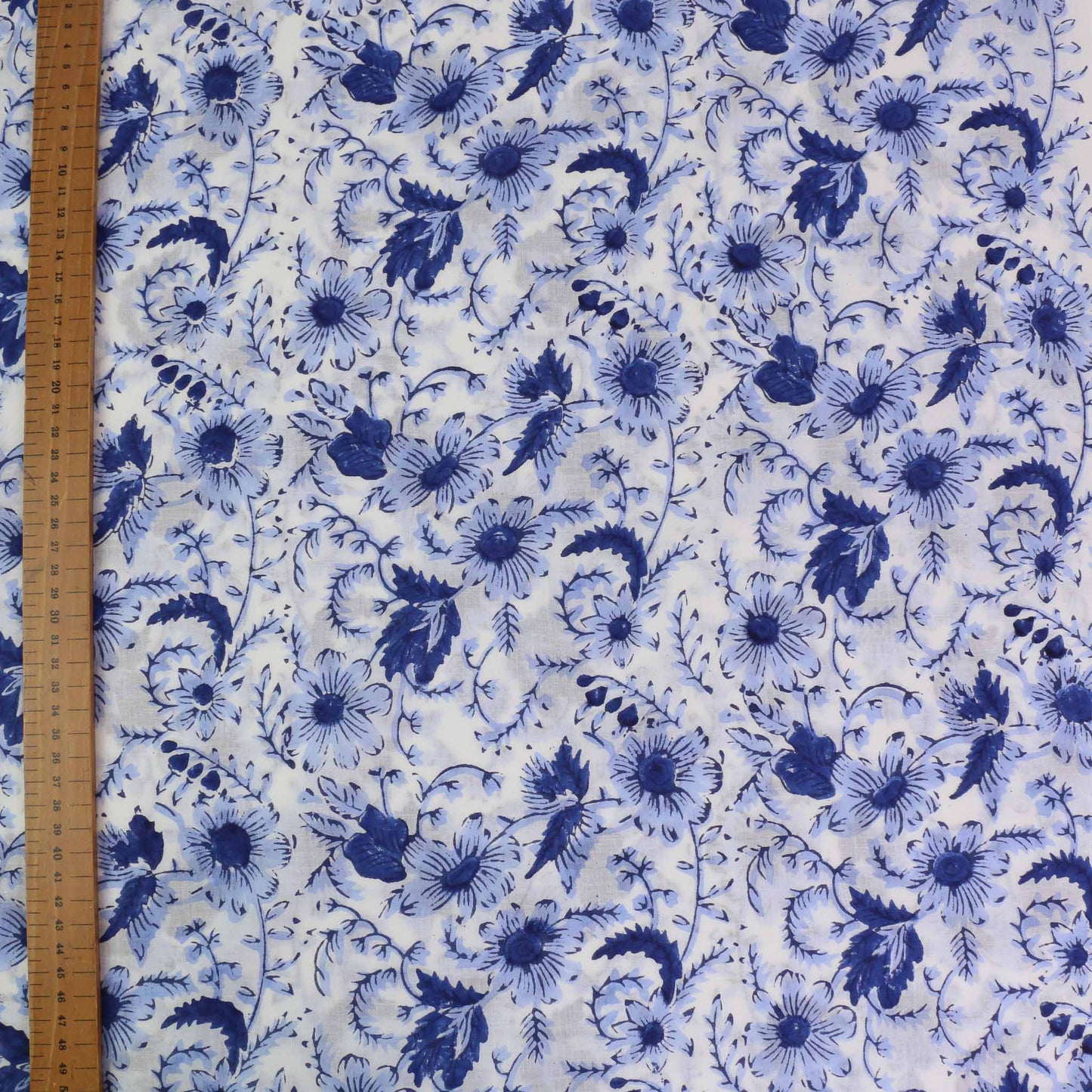 Cotton Voile - Hand block print - White, lilac