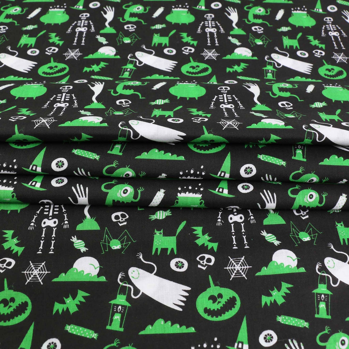 PolyCotton Poplin Fabric - Orange, black