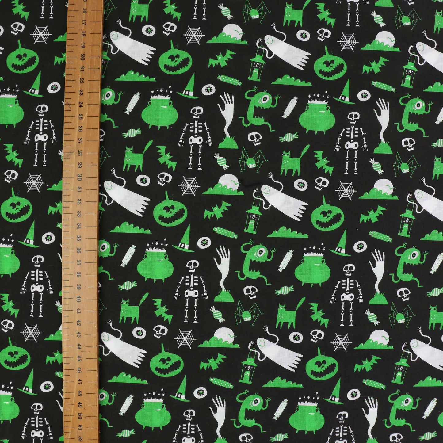 PolyCotton Poplin Fabric - Black, orange