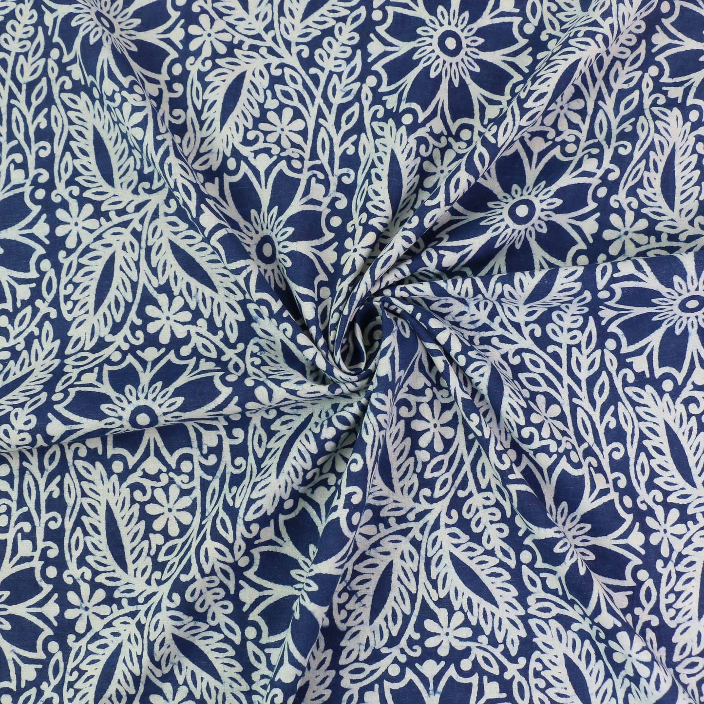 Cotton Voile - Indigo Hand block print