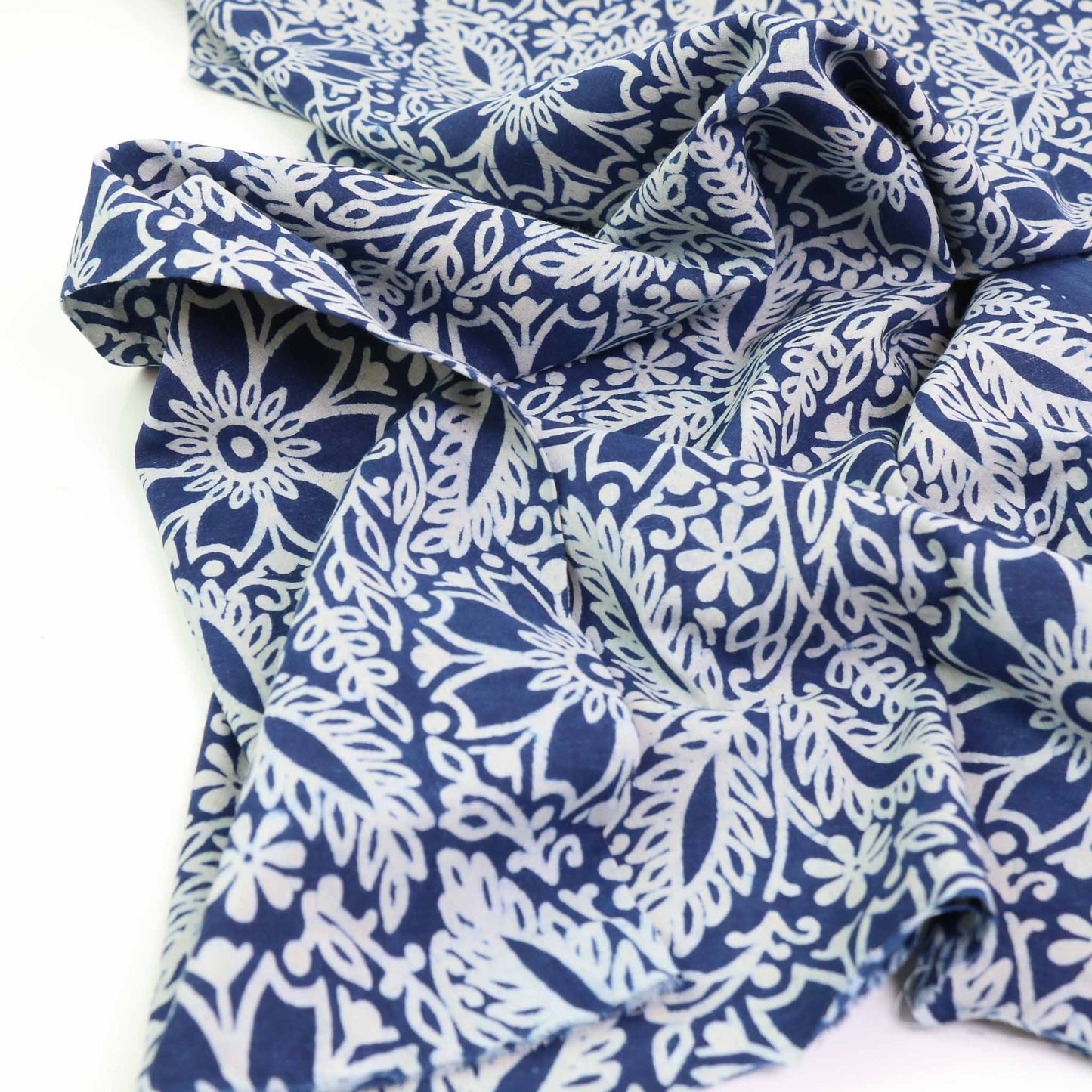 Cotton Voile - Indigo Hand block print