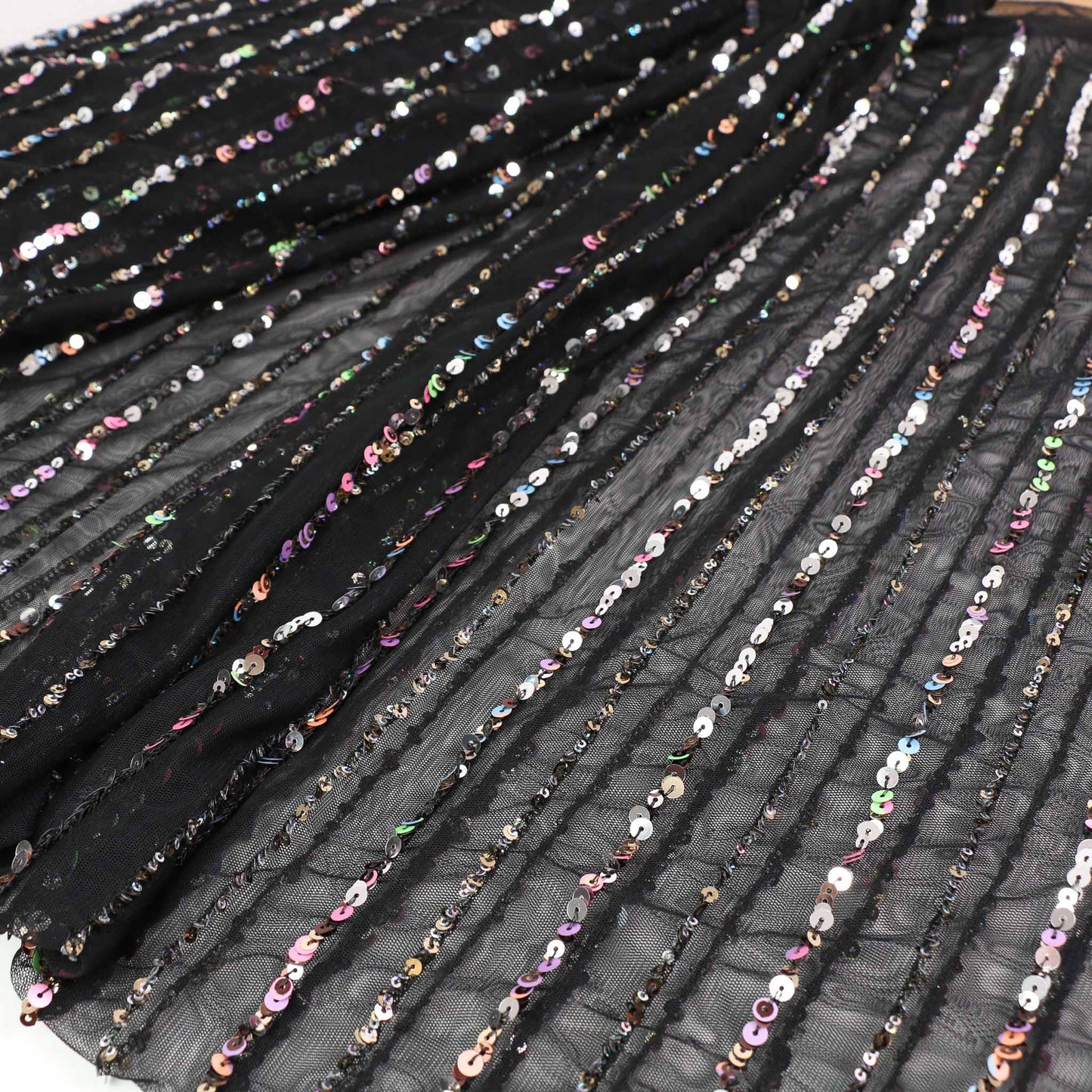 Sequin Fabric - Champagne, Black