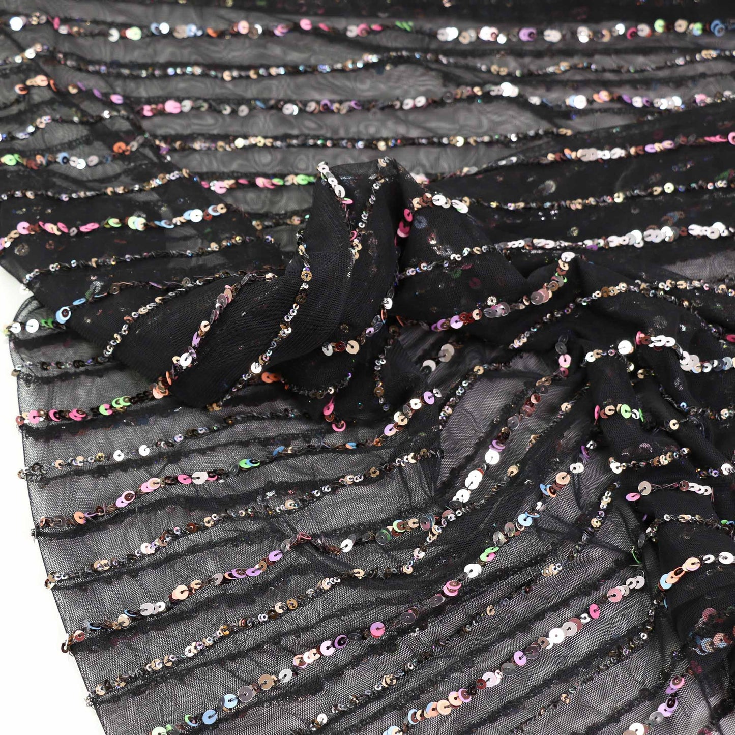 Sequin Fabric - Black, Champagne