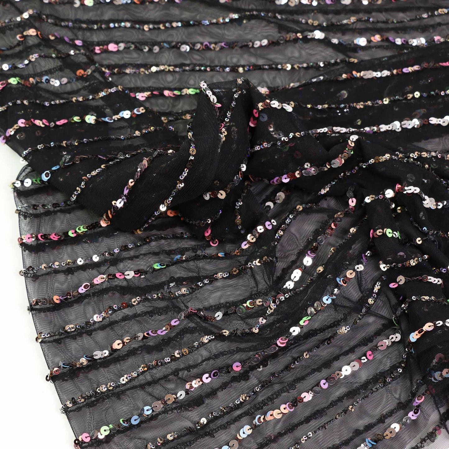 Sequin Fabric - Champagne, Black