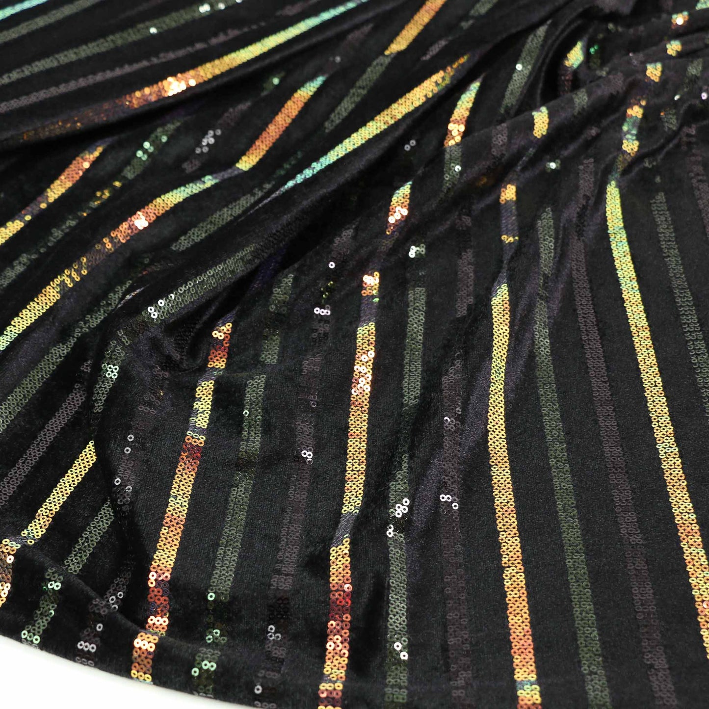 Sequin Velour Fabric - Black, iridescent