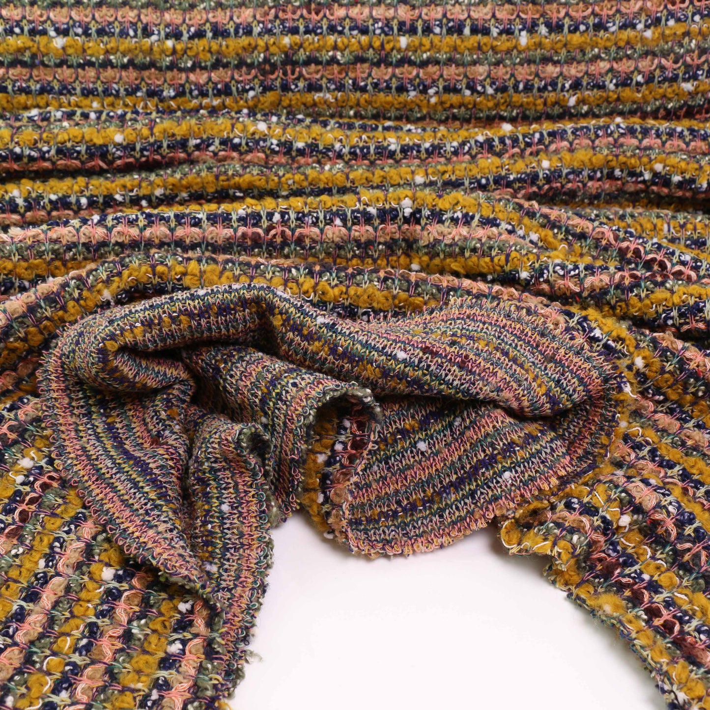 Boucle Jersey Fabric - Plum, red, mustard