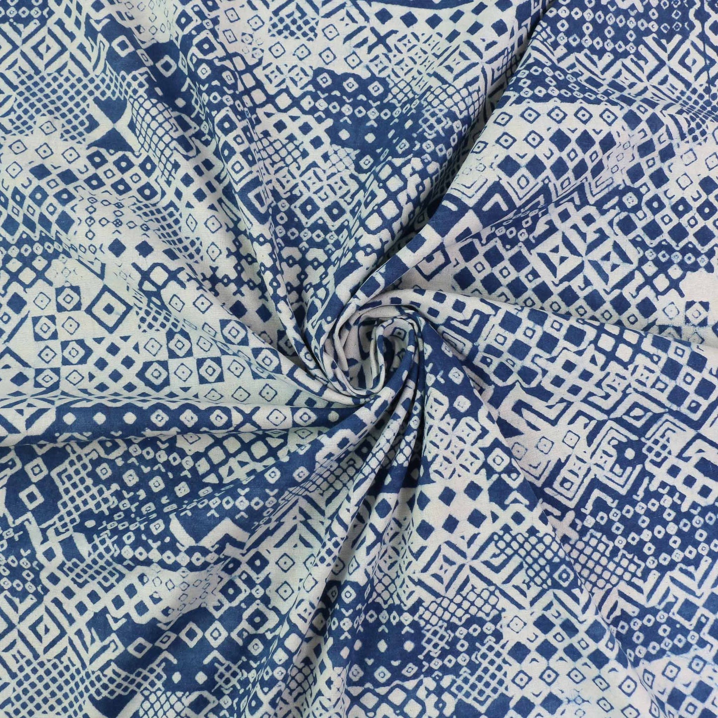 Cotton Voile - Indigo Hand block print