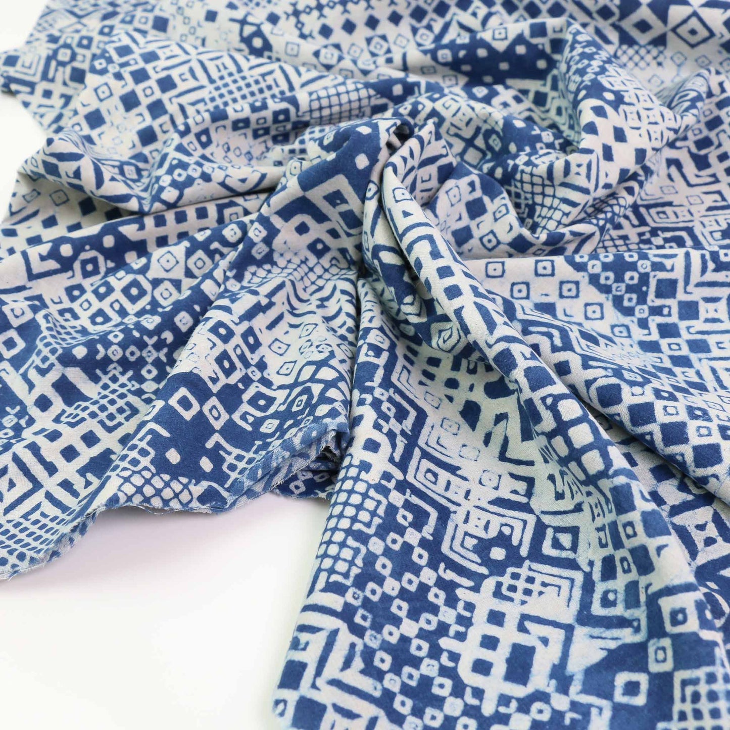 Cotton Voile - Indigo Hand block print