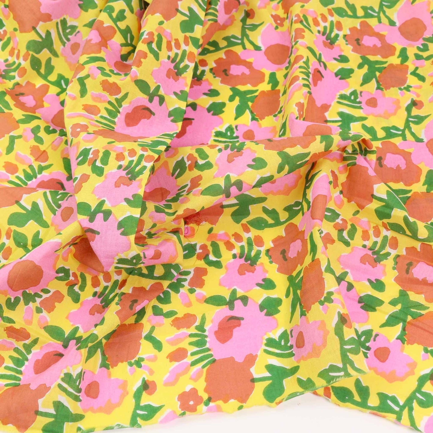 Cotton Voile - Hand block print - Yellow