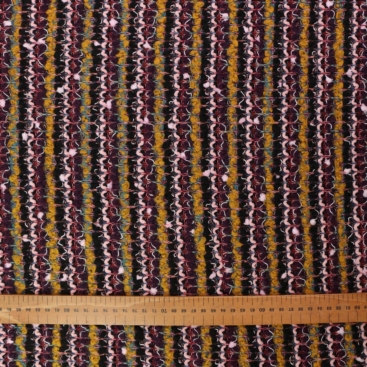 Boucle Jersey Fabric - Plum, red, mustard