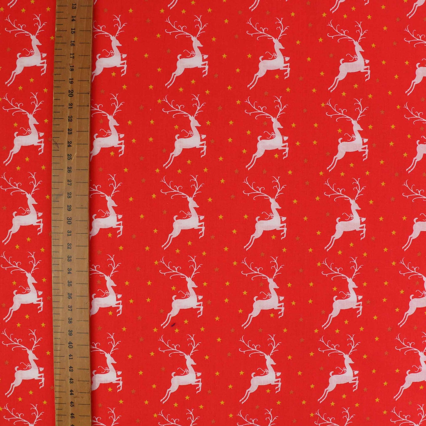 PolyCotton Poplin Fabric - White, Red